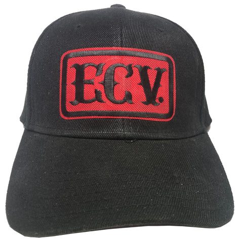 Black 6 panel cap with a ECV ® PATCH