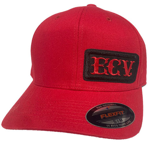 S/M red Flex Fit cap with a ECV ® PATCH.